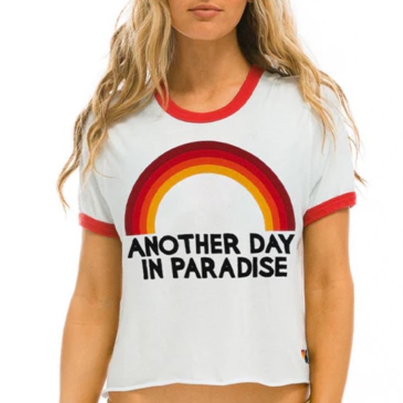 Aviator Nation Tops - Aviator Nation Another Day in Paradise Cropped Tee